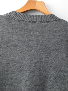 GlowEve CURVE Cardigan Rajut Lengan Panjang Leher Bulat Kancing Bordir Buatan Tangan Warna Kontras Serbaguna Elegan untuk Wanita Ukuran Plus, Motif Bunga Putih untuk Musim Gugur dan Musim Dingin - Grey - View 6