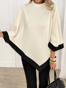 Yalmera Mantel Jubah Patchwork Blok Warna Elegan Musim Gugur/Dingin 2026 untuk Wanita - Aprikot - View 4