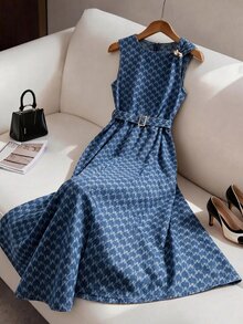GlowEve Women's Summer Casual Sleeveless Denim Dress - Dark Wash - View 1