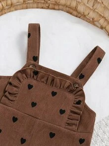 SHEIN 新生女嬰可愛百搭休閒粉色彩虹刺繡連身衣，適合兒童四季穿著 - 彩色 - 查看 3