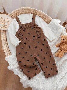 SHEIN 新生女嬰可愛百搭休閒粉色彩虹刺繡連身衣，適合兒童四季穿著 - 彩色 - 查看 5