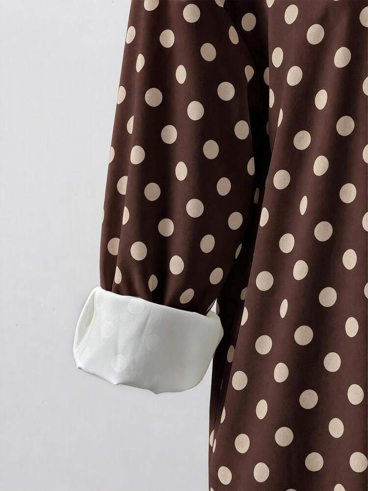 Comfylo Plus Size Women Casual Long Sleeve Lapel Button-Up Shirt - Multicolor - View 3