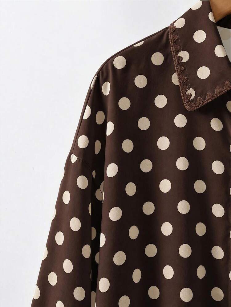 Comfylo Plus Size Women Casual Long Sleeve Lapel Button-Up Shirt - Multicolor - View 5