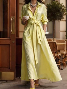 Linhara CURVE Vestidos Talla Grande Otoño - Amarillo - Ver 5