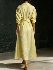 Linhara CURVE Vestidos Talla Grande Otoño - Amarillo - Ver 2