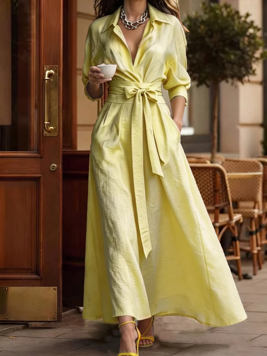 Linhara CURVE Vestidos Talla Grande Otoño - Amarillo - Ver 1