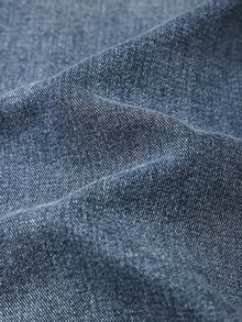 GlowEve CURVE Celana Jeans Denim Saku Kancing Motif Garis-Garis Patchwork Ukuran Besar - Medium Wash - View 4