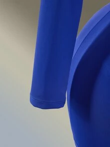 Amplova Women's Solid Color Round Neck Open Back Design Athletic Tight Jumpsuit - Blue - View 6