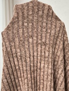 Plussiva Plus Size Maternity Solid Color Round Neck Long Sleeve Side Slit Hem Top - Coffee Brown - View 10