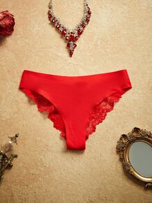 PinupPomp Floral Lace Bow Back Panty Lingerie Bow Tie - Red - View 2