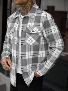 Manfinity CasualCool 男士華夫格紋理夾克，熱銷輕量夾克，極簡設計，丈夫風格，長袖，送給男朋友和丈夫的理想禮物 - 彩色 - 查看 4