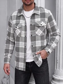 Manfinity CasualCool 男士華夫格紋理夾克，熱銷輕量夾克，極簡設計，丈夫風格，長袖，送給男朋友和丈夫的理想禮物 - 彩色 - 查看 5