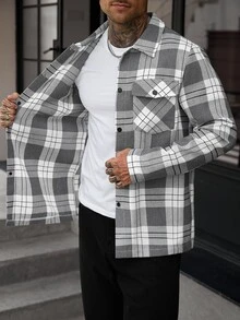 Manfinity CasualCool 男士華夫格紋理夾克，熱銷輕量夾克，極簡設計，丈夫風格，長袖，送給男朋友和丈夫的理想禮物 - 彩色 - 查看 6