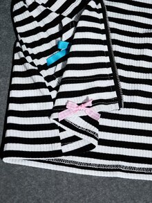 ROMWE Y2K Women's Autumn/Winter Striped Long Sleeve Rabbit Ears Casual Zip-Up Sweatshirt, Black And White Stripes, Bow - Multicolor - View 10