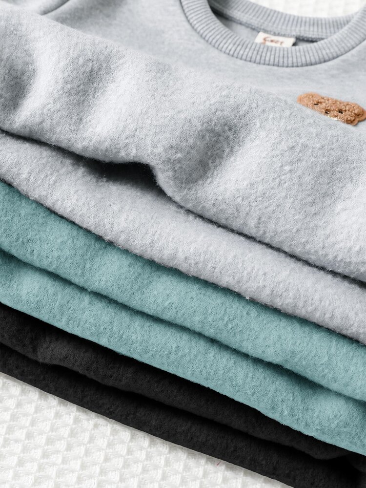 Cozy Pixies Baby Boy Decorative Woven Label Knitted Soft Crew Neck Long Sleeve Pullover Sweatshirt Elastic Waist Long Autumn Winter Pants 6pcs -Piece Set - Multicolor - View 7