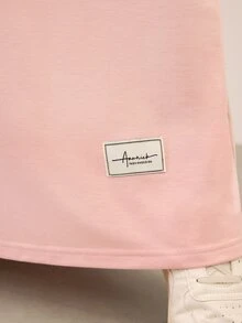 Graceveil Pink Spring/Autumn Comfortable Knit Solid Color Sporty Women's Long Robe, Side Contrast Color Thin Stripe Loose Floor-Length Dress - Pink - View 8