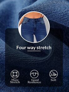 Jeanoix Plus Size Women's Frayed Pocket Button Skinny Cropped Jeans - Dark Wash - View 6