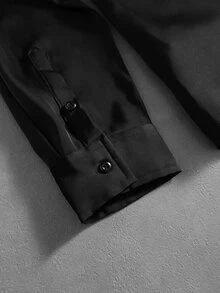 Manfinity Mode Men's Casual Daily Wear, Essential For Outings, Ins Style, Glamorous Party, Street Mature, Loose Fit Shirt - Black - View 7