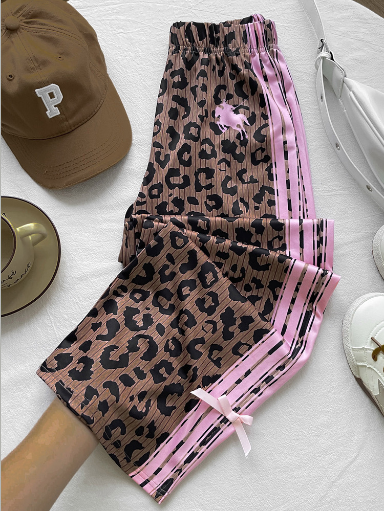 SHEIN Tween Girl Tween Girls Tween Girl Casual Autumn/Winter Leopard Print Long Sweatpants - Multicolor - View 8