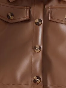 SHEIN 女童時尚西裝領長袖外套＋彈性腰 A 字層次花卉印花細肩帶洋裝 2 件套休閒日常春秋冬棕色 - 棕色 - 查看 6