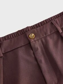 Manfinity RebelGame Men's Plus Size Solid Color Casual Versatile Everyday Travel Pants - Coffee Brown - View 4