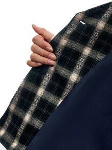 LYSMO Áo blazer len nữ tay dài dáng dơi họa tiết kẻ caro thanh lịch - Nhiều màu - Xem 10