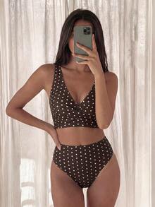 Costavie Polka Dot Print Tankini Swimwear Set - Multicolor - View 3