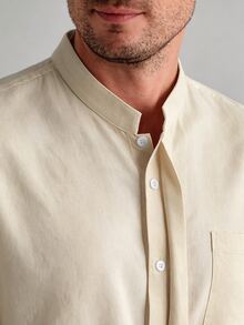 Core Aspect Men's Casual Solid Color Minimalist Long Sleeve Shirt, Daily Wear, Formal - Apricot - View 3