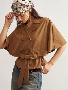 Bohemela Women's Solid Color Casual French Elegant Versatile Daily Jacket Everyday Shades Of Brown Summer - Rust Brown - View 6