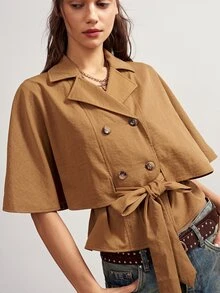 Bohemela Women's Solid Color Casual French Elegant Versatile Daily Jacket Everyday Shades Of Brown Summer - Rust Brown - View 2
