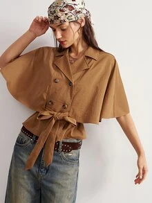 Bohemela Women's Solid Color Casual French Elegant Versatile Daily Jacket Everyday Shades Of Brown Summer - Rust Brown - View 1