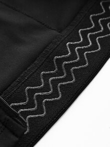 SHEIN Cheerettes 女款純色前拉鍊長袖騎行上衣 - 黑色 - 查看 10