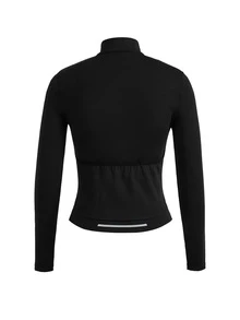 SHEIN Cheerettes 女款純色前拉鍊長袖騎行上衣 - 黑色 - 查看 5