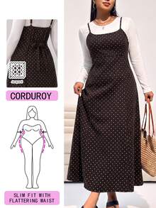 Solflare Plus Size Women Polka Dot Pattern Casual Spaghetti Strap Dress - Multicolor - View 1