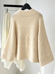 Grovea Plus Size Women's Solid Color Zipper Casual Versatile Daily Wear Cardigan - Beige - View 5