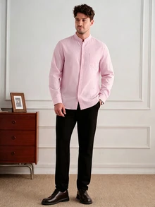 Core Aspect Camisa casual versátil de unicolor para hombres - Rosa Pálido - Ver 4