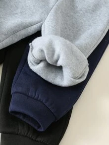 SHEIN 中性嬰兒男/女童 3件組秋冬保暖內裡加厚運動長褲 多件裝 嬰兒男童冬季下身慢跑褲 - 藏蓝色 - 查看 6