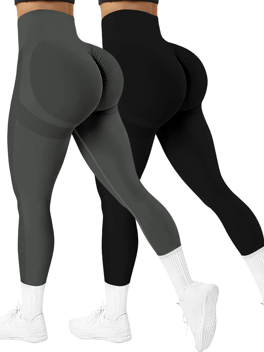 Velisys Velisys 2pcs Women's Solid High Waist Seamless Elastic Leggings For Daily Workout Yoga Pants