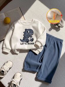 LMoss Kids 男嬰卡通圖案長袖運動衫與運動長褲休閒日常套裝 - 彩色 - 查看 3
