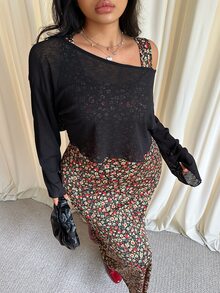 GalTyme 大尺碼女款夏季花卉印花美人魚裙配長袖上衣 2件套 秋季 - 彩色 - 查看 6