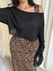 GalTyme 大尺碼女款夏季花卉印花美人魚裙配長袖上衣 2件套 秋季 - 彩色 - 查看 3