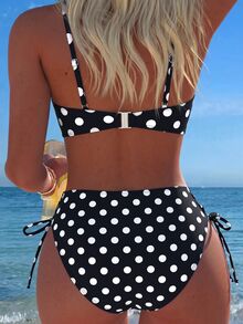 Swim Lushoire Swim Lushore 女款波點高腰比基尼 2 件式泳衣 - 黑與白 - 查看 2