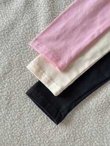6Pcs Tween Girls Cotton Solid Color Long Sleeve Base Layer Fall Tops, Casual Bow Pattern Slim Fit T-Shirts, 3 Colors Available - Multicolor - View 8