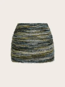 SHEIN ICON 复古美式紧身绷带迷你裙 - 橄欖綠 - 查看 2