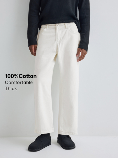 Merionis Men's Streetwear Casual White Denim Jeans