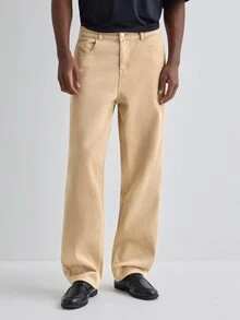 Merionis Men's Casual Versatile Daily Wear Denim Jeans With Pockets - Coffee Brown - View 3