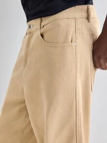 Merionis Men's Casual Versatile Daily Wear Denim Jeans With Pockets - Coffee Brown - View 5