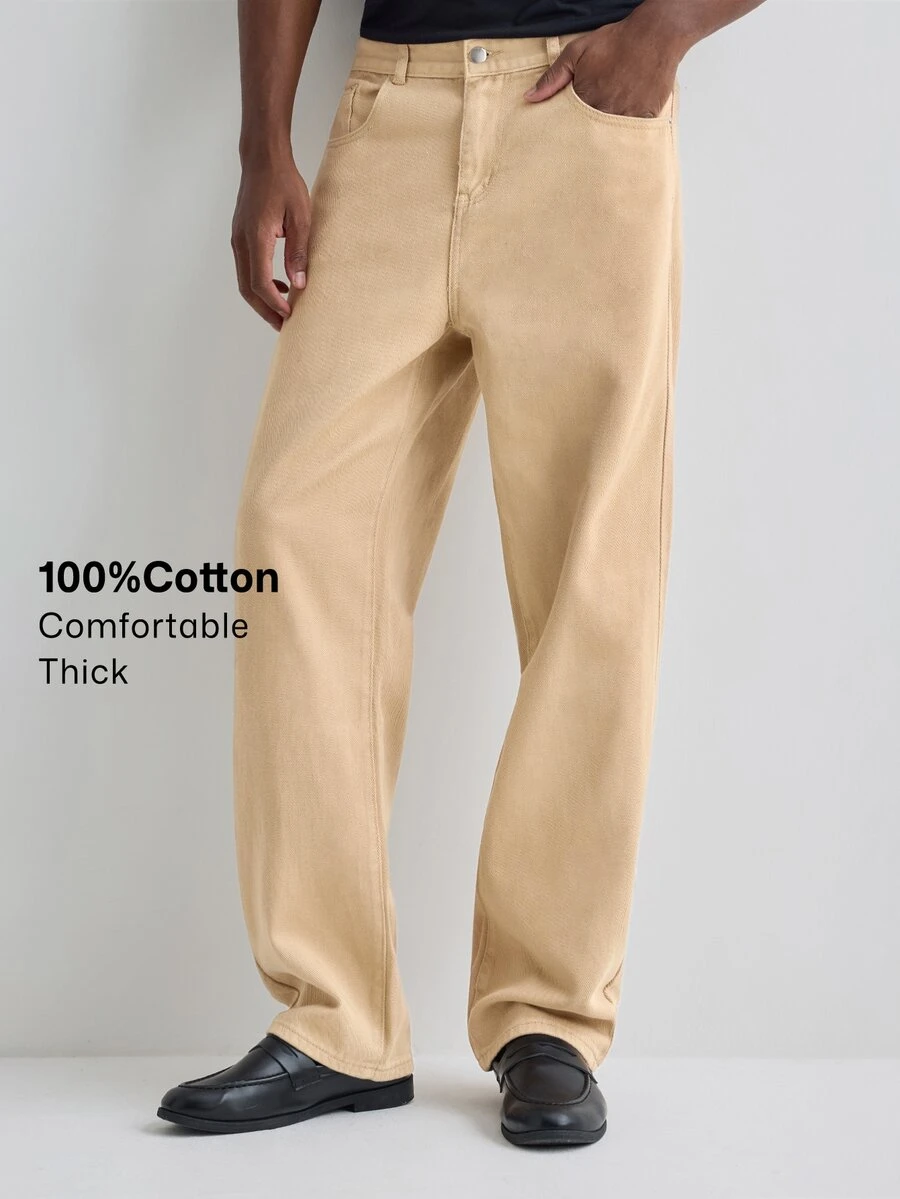 Merionis Men's Casual Versatile Daily Wear Denim Jeans With Pockets - Coffee Brown - View 1