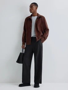 Merionis Men's Solid Color Casual Versatile Daily Wear Long Sleeve Jacket - Coffee Brown - View 3