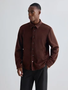Merionis Men's Solid Color Casual Versatile Daily Wear Long Sleeve Jacket - Coffee Brown - View 6